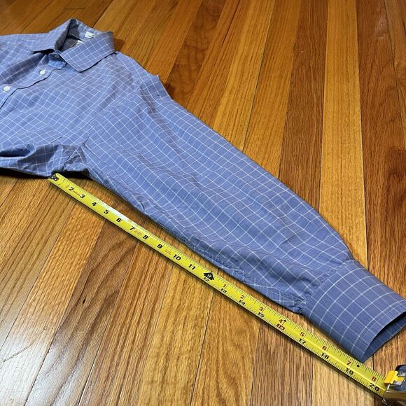 Burberrys Of London Shirt Mens 16-32 Blue Check Striped Vintage Made In USA - Picture 4 of 9
